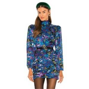 New Ronny Kobo Annika Dress Blue Floral Revolve XS
